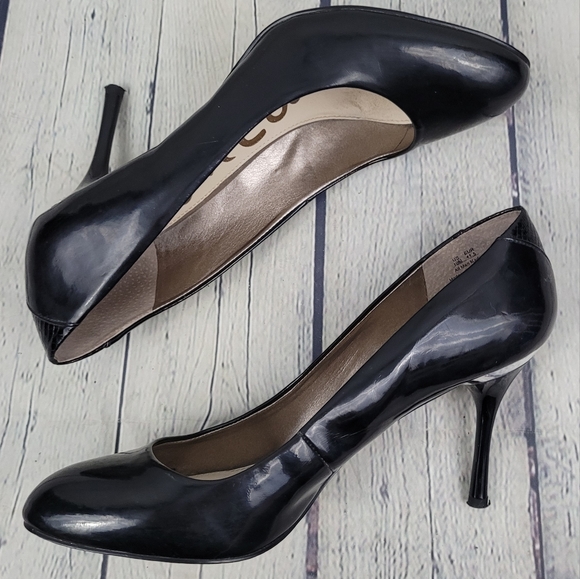 SAM EDELMAN | Camdyn almond toe faux/vegan patent pumps heels - Picture 4 of 11